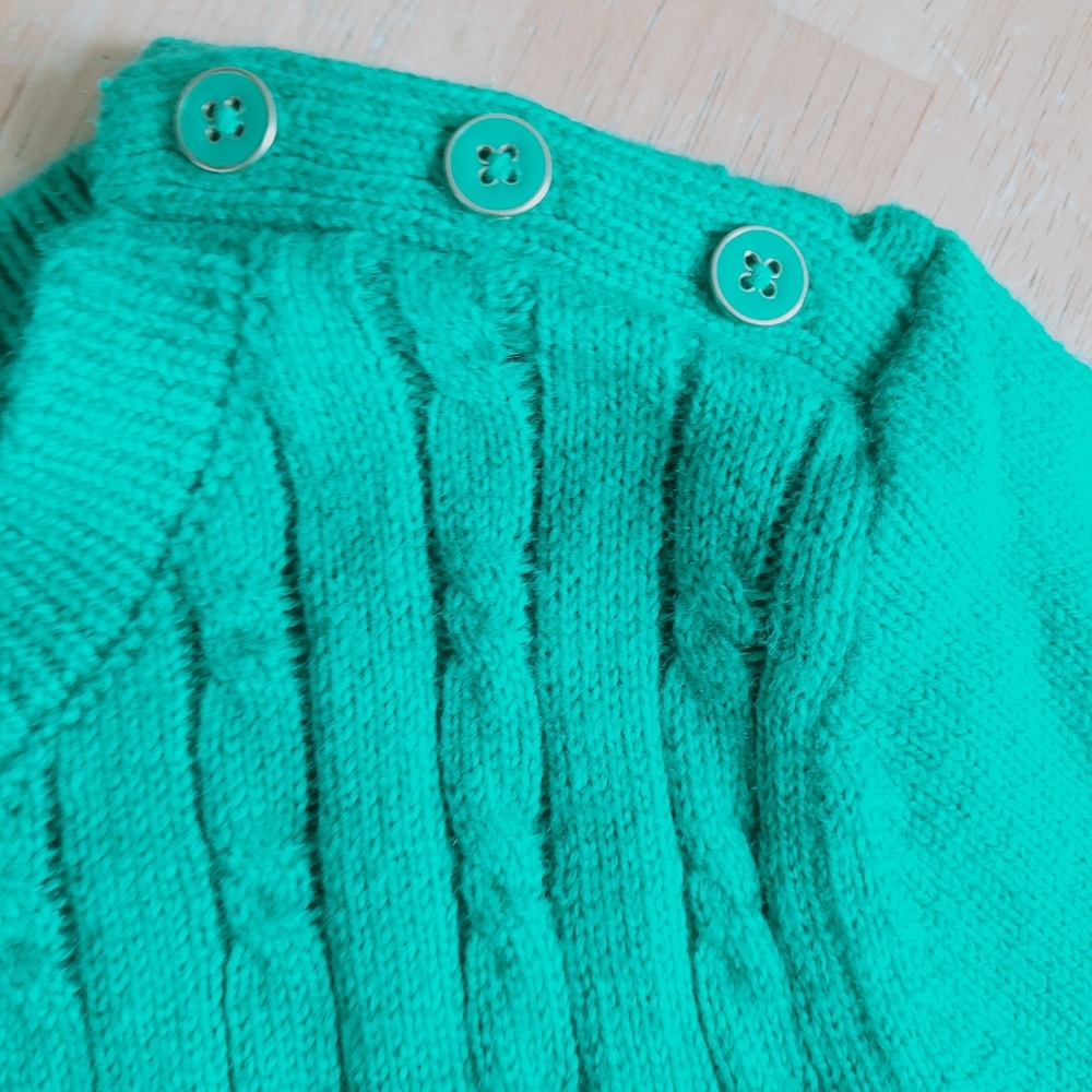 Talbots Green Crewneck Cable Button Detail Sweater New Size Medium - Picture 4 of 4